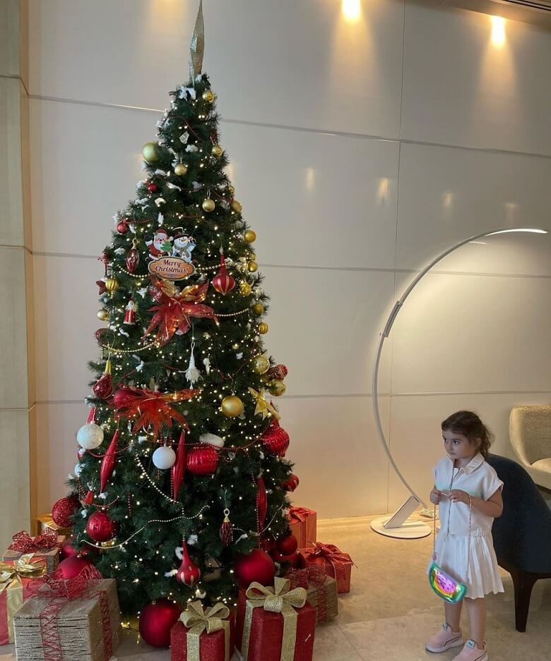 فریبا نادری در خانه مجللش درخت کریسمس دارد.