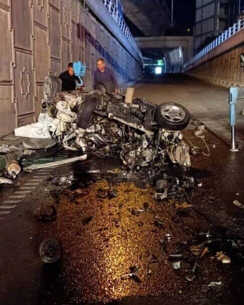 عکسی از سقوط هولناک یک خودرو از پل صدر تهران