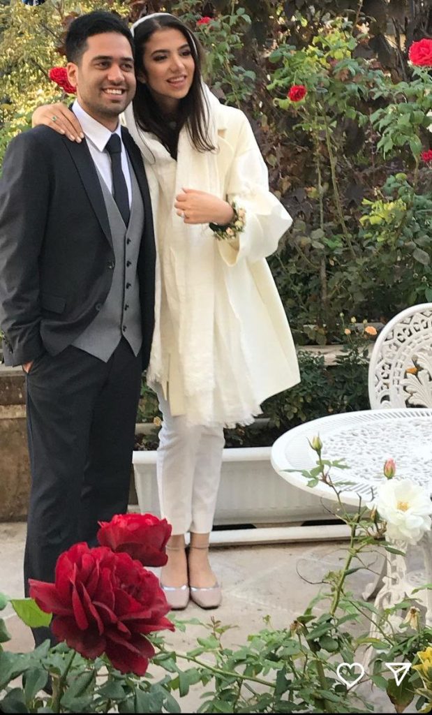 ژست عاشقانه سارا خادم الشریعه و همسرش بعد از مهاجرت به اسپانیا