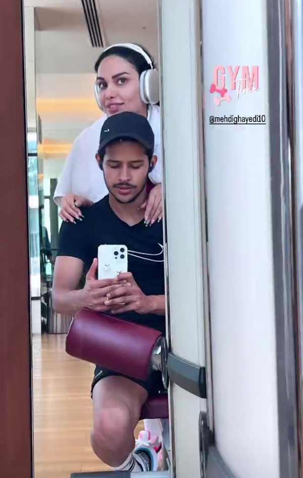 تیپ "مهدی قائدی" و همسرش در باشگاه ورزشی مختلط در دبی/ عکس