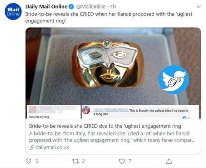 این حلقه بسیار زشت دل عروس خانم را حسابی شکست/ عکس این حلقه بسیار زشت دل عروس خانم را حسابی شکست/ عکس