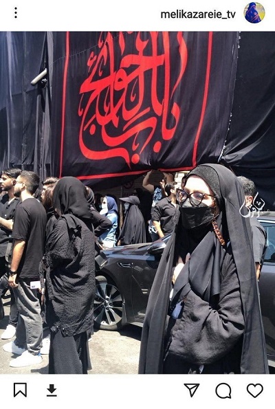 پوشش متفاوت خاله شادونه در مراسم عزاداری+عکس